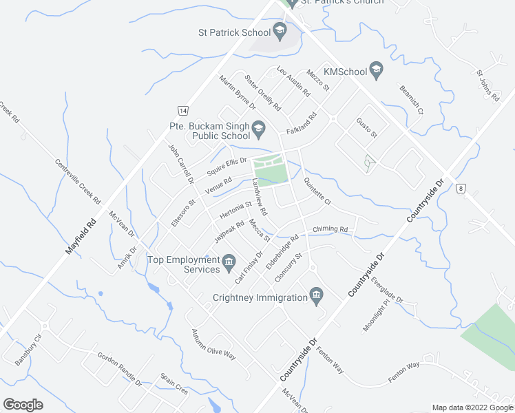 map of restaurants, bars, coffee shops, grocery stores, and more near 21 Landview Road in Brampton