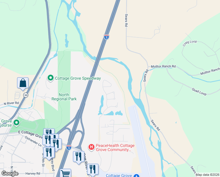 map of restaurants, bars, coffee shops, grocery stores, and more near 167 Village Drive in Cottage Grove