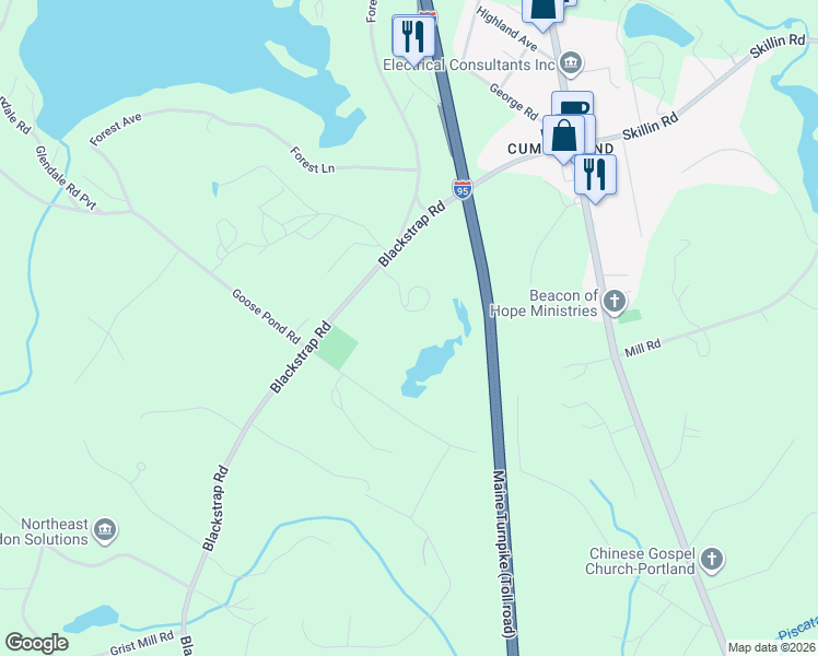 map of restaurants, bars, coffee shops, grocery stores, and more near 77 Blackstrap Road in Cumberland