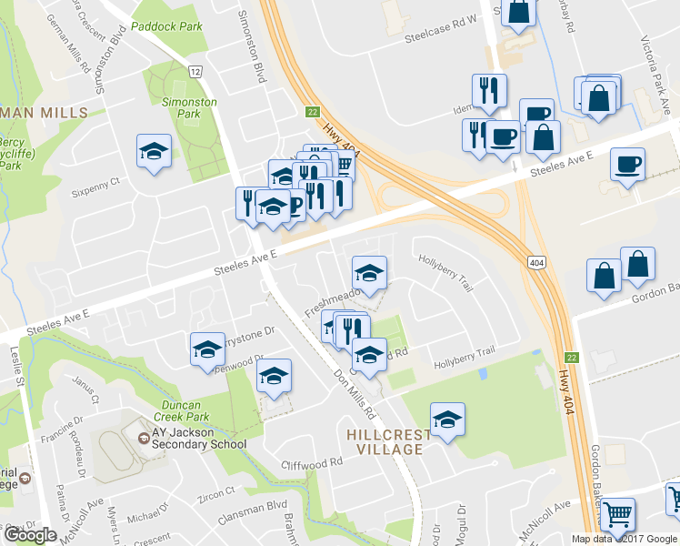map of restaurants, bars, coffee shops, grocery stores, and more near 20 Townsend Road in Toronto