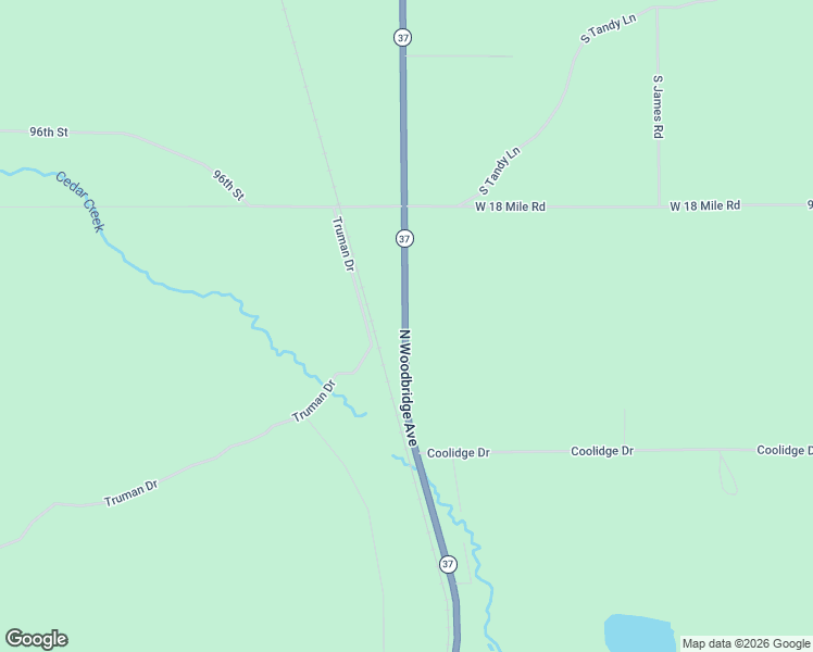 map of restaurants, bars, coffee shops, grocery stores, and more near 14210 North Woodbridge Avenue in Bitely