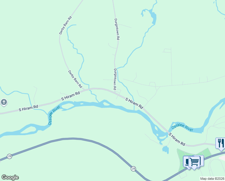 map of restaurants, bars, coffee shops, grocery stores, and more near 507 South Hiram Road in Hiram