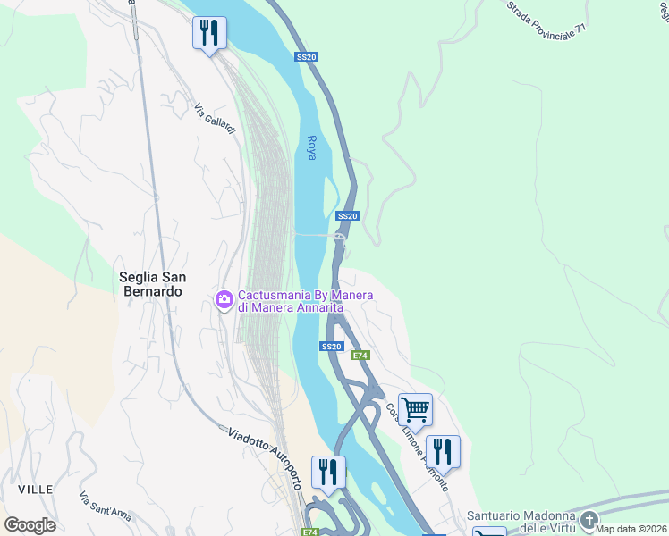 map of restaurants, bars, coffee shops, grocery stores, and more near 162 Corso Limone Piemonte in Ventimiglia