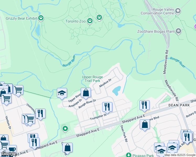 map of restaurants, bars, coffee shops, grocery stores, and more near in Toronto
