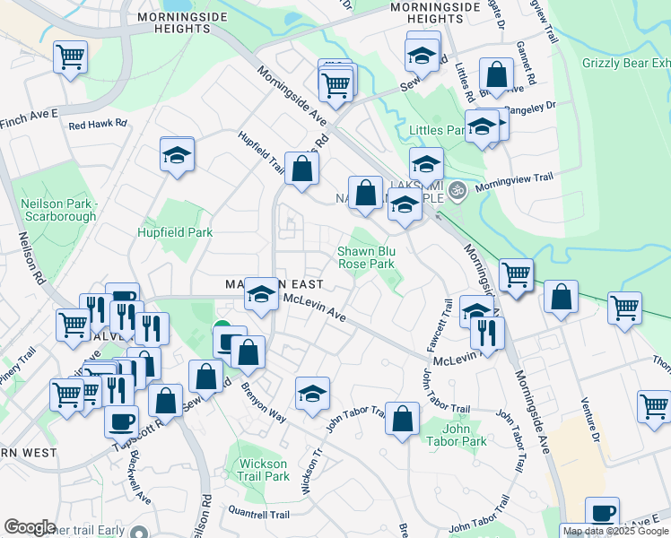 map of restaurants, bars, coffee shops, grocery stores, and more near in Toronto