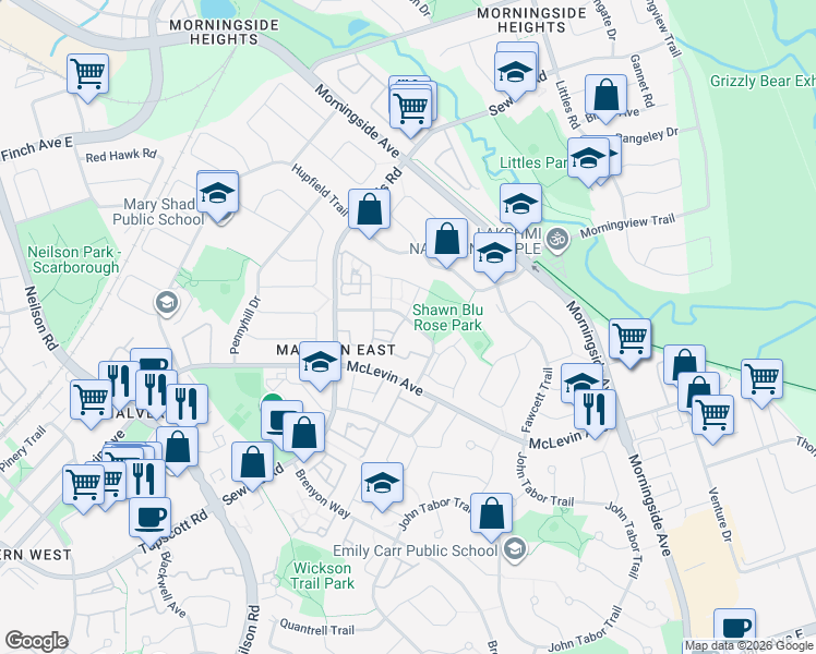 map of restaurants, bars, coffee shops, grocery stores, and more near in Toronto