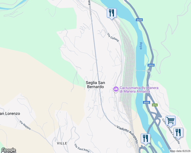 map of restaurants, bars, coffee shops, grocery stores, and more near 5 Via Tamagna in Seglia San Bernardo