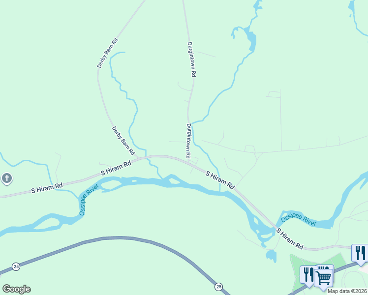 map of restaurants, bars, coffee shops, grocery stores, and more near 16 Durgintown Road in Hiram