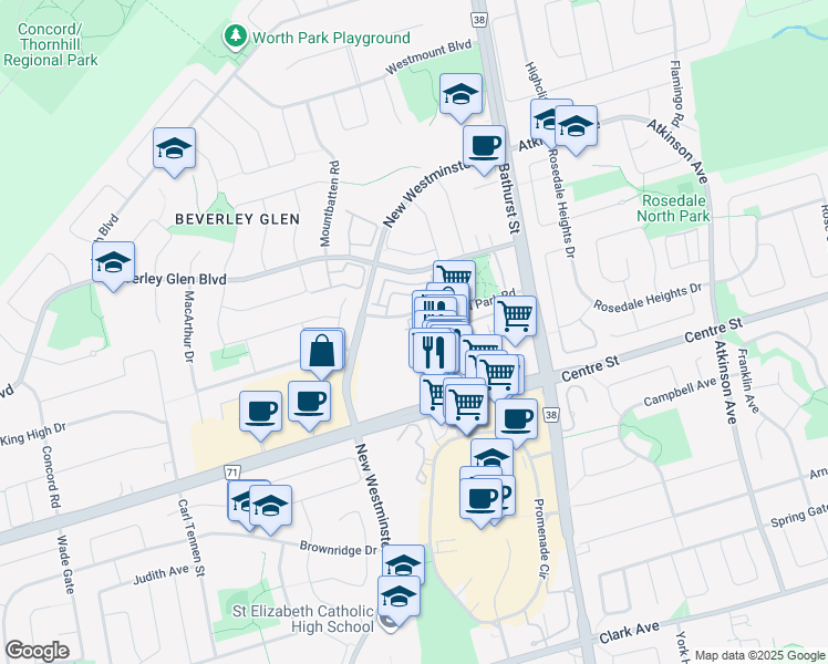 map of restaurants, bars, coffee shops, grocery stores, and more near 60 Disera Drive in Vaughan