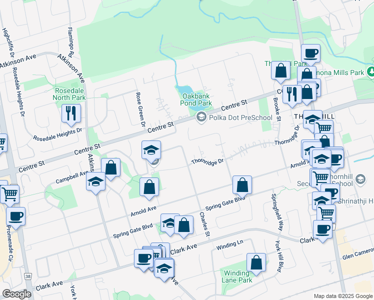 map of restaurants, bars, coffee shops, grocery stores, and more near 7 Charles Street in Vaughan