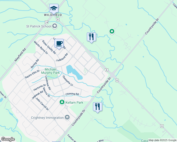 map of restaurants, bars, coffee shops, grocery stores, and more near Belladonna Circle in Brampton