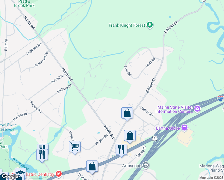map of restaurants, bars, coffee shops, grocery stores, and more near 29 Cedar Ridge in Yarmouth