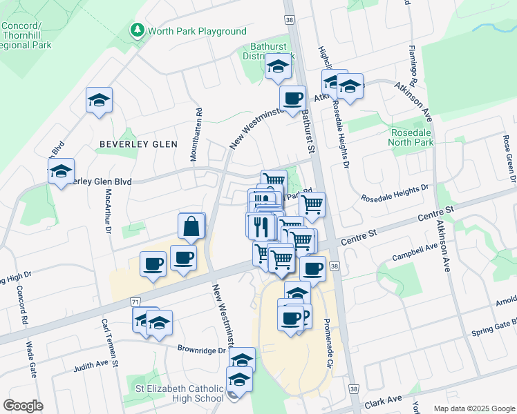 map of restaurants, bars, coffee shops, grocery stores, and more near 50 Disera Drive in Vaughan