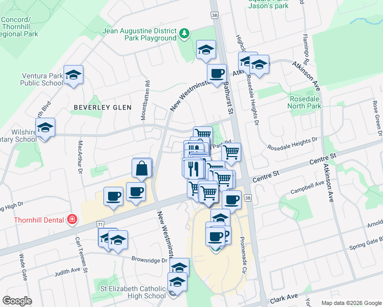 map of restaurants, bars, coffee shops, grocery stores, and more near 50 Disera Drive in Vaughan