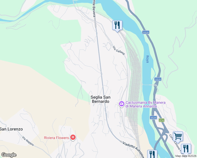 map of restaurants, bars, coffee shops, grocery stores, and more near 1B Piazzetta Trucchi in Seglia San Bernardo