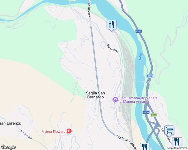 map of restaurants, bars, coffee shops, grocery stores, and more near 1B Piazzetta Trucchi in Seglia San Bernardo