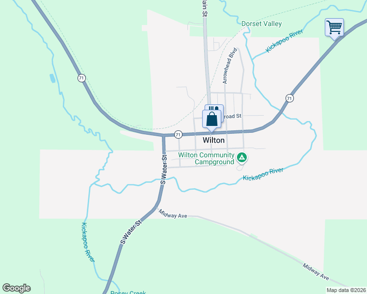 map of restaurants, bars, coffee shops, grocery stores, and more near 407 Mill Street in Wilton