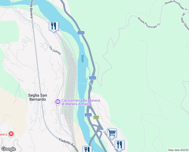 map of restaurants, bars, coffee shops, grocery stores, and more near 176 Corso Limone Piemonte in Ventimiglia