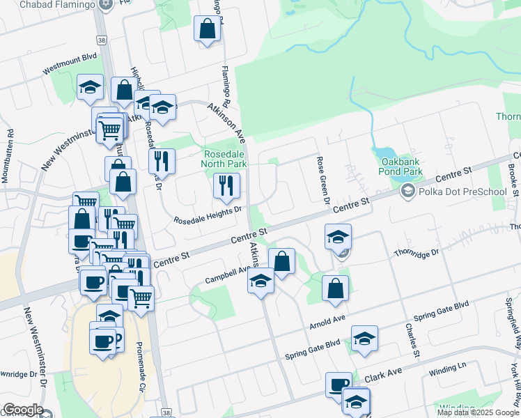 map of restaurants, bars, coffee shops, grocery stores, and more near 145 Edmund Seager Drive in Vaughan