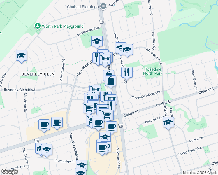 map of restaurants, bars, coffee shops, grocery stores, and more near in Vaughan