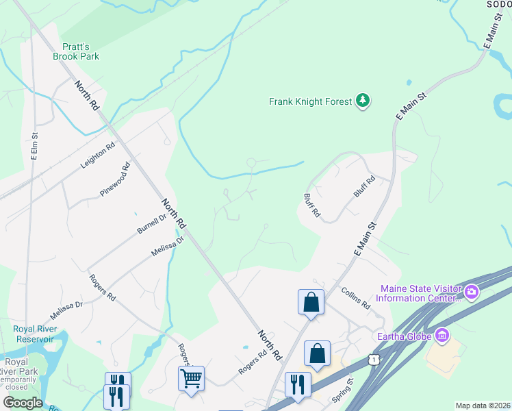 map of restaurants, bars, coffee shops, grocery stores, and more near 10 Lupine Court in Yarmouth