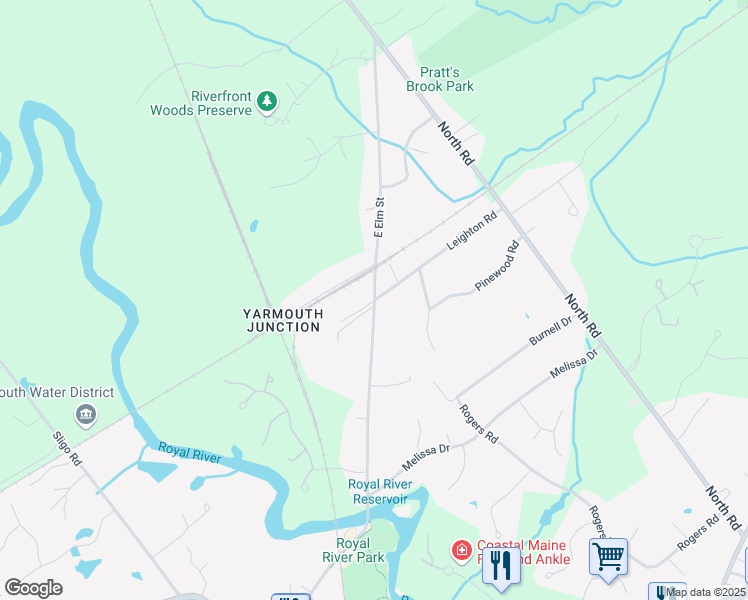 map of restaurants, bars, coffee shops, grocery stores, and more near 1 Yarmouth Junction in Yarmouth