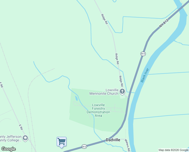 map of restaurants, bars, coffee shops, grocery stores, and more near 7709 Ridge Road in Lowville