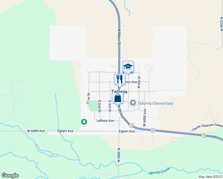 map of restaurants, bars, coffee shops, grocery stores, and more near 3rd N St in Tetonia