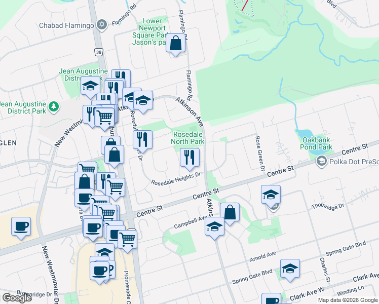map of restaurants, bars, coffee shops, grocery stores, and more near 300 Atkinson Avenue in Vaughan