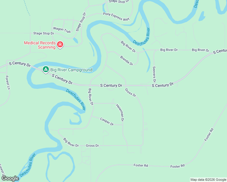 map of restaurants, bars, coffee shops, grocery stores, and more near 16777 South Century Drive in Bend