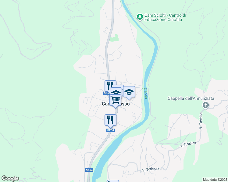 map of restaurants, bars, coffee shops, grocery stores, and more near 31 Via Magenta in Camporosso