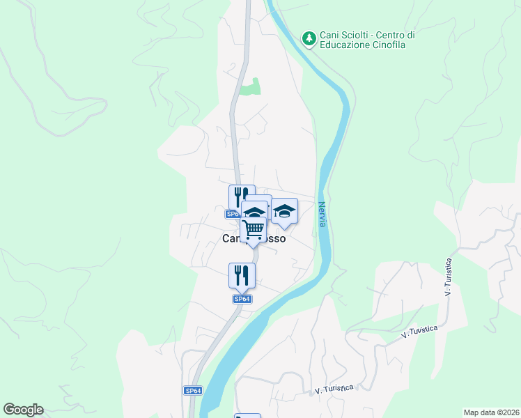 map of restaurants, bars, coffee shops, grocery stores, and more near 31 Via Magenta in Camporosso