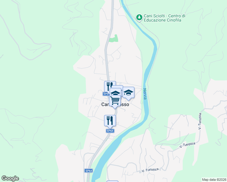 map of restaurants, bars, coffee shops, grocery stores, and more near 31 Via Magenta in Camporosso