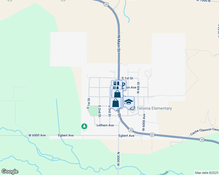 map of restaurants, bars, coffee shops, grocery stores, and more near 3rd N St in Tetonia