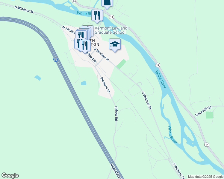 map of restaurants, bars, coffee shops, grocery stores, and more near 251 Pleasant Street in Royalton