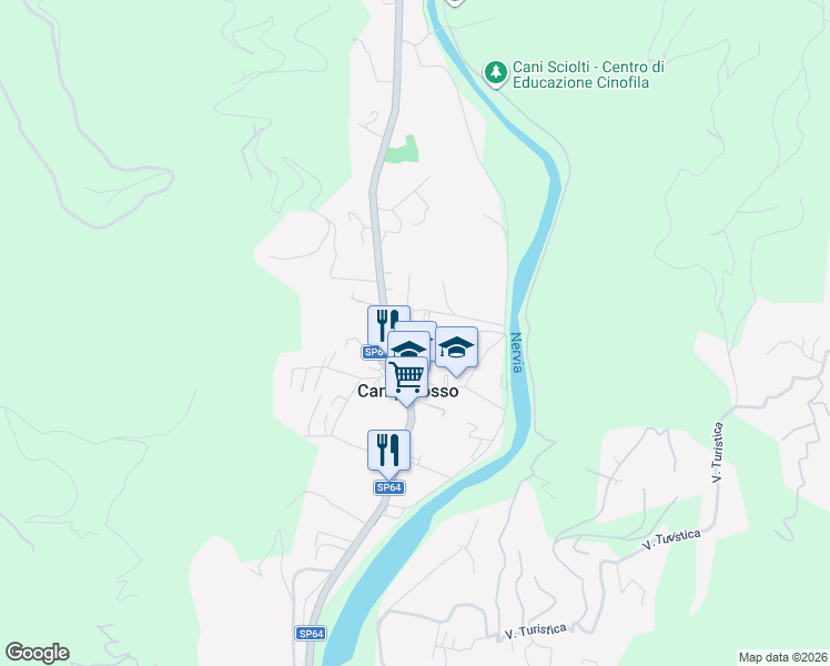 map of restaurants, bars, coffee shops, grocery stores, and more near 31 Via Magenta in Camporosso