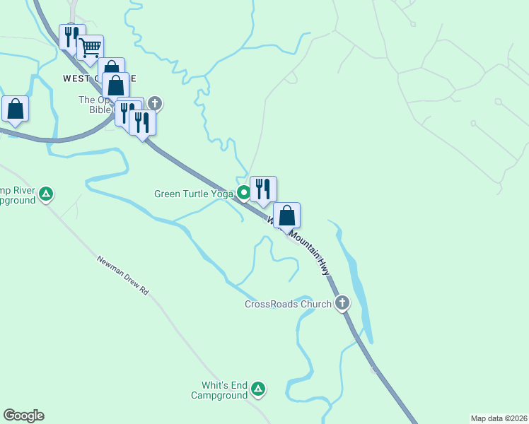 map of restaurants, bars, coffee shops, grocery stores, and more near 2250 New Hampshire 16 in Ossipee