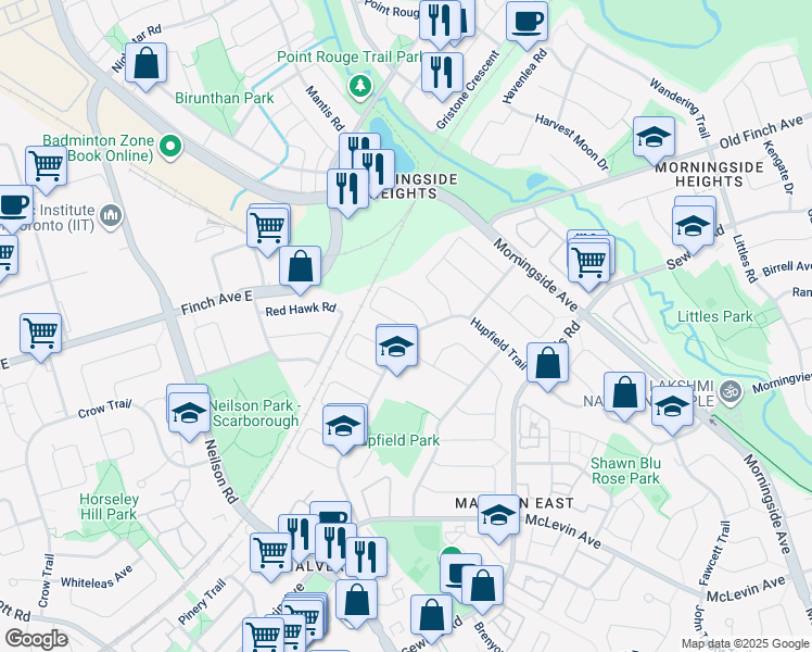 map of restaurants, bars, coffee shops, grocery stores, and more near in Toronto