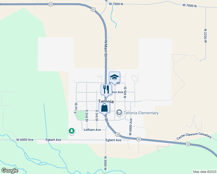 map of restaurants, bars, coffee shops, grocery stores, and more near 200-202 Jackson Avenue in Tetonia