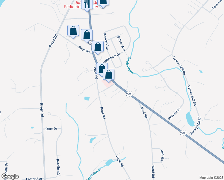map of restaurants, bars, coffee shops, grocery stores, and more near 576 Roosevelt Trail in Windham