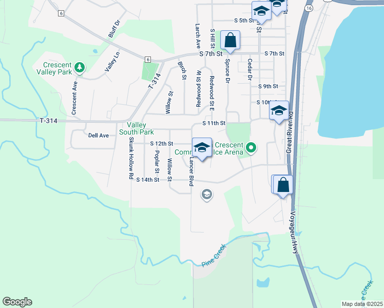 map of restaurants, bars, coffee shops, grocery stores, and more near 1301 Lancer Boulevard in La Crescent