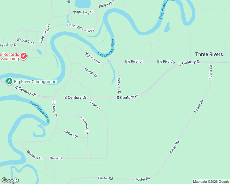 map of restaurants, bars, coffee shops, grocery stores, and more near 16888 South Century Drive in Bend