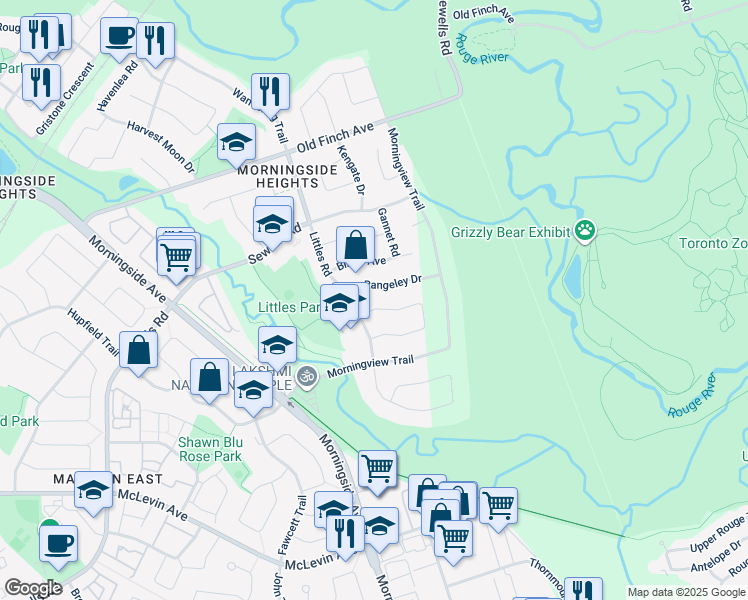 map of restaurants, bars, coffee shops, grocery stores, and more near in Toronto