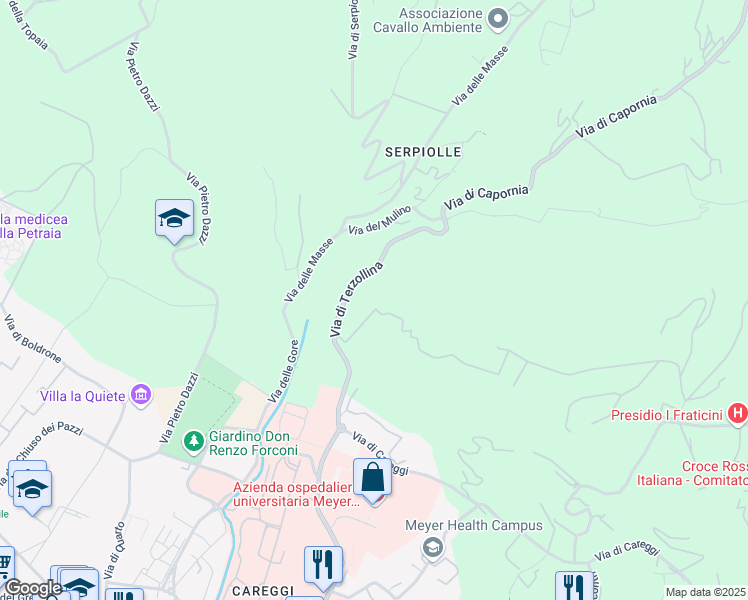map of restaurants, bars, coffee shops, grocery stores, and more near 4 Via di Terzollina in Firenze