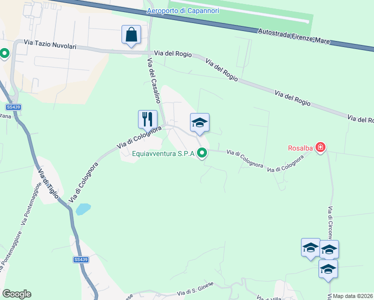 map of restaurants, bars, coffee shops, grocery stores, and more near 46 Via di Colognora in Capannori