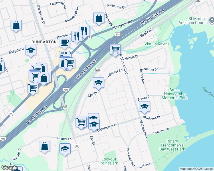 map of restaurants, bars, coffee shops, grocery stores, and more near 818 Sanok Drive in Pickering