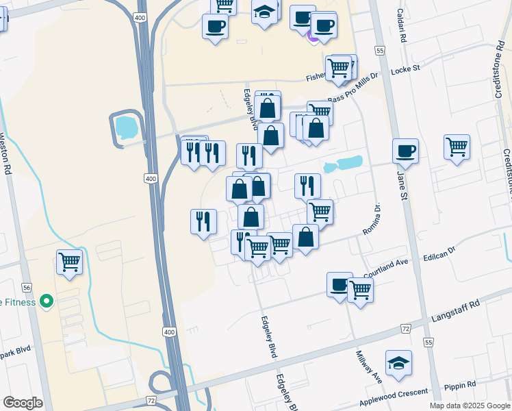 map of restaurants, bars, coffee shops, grocery stores, and more near 10 Corstate Ave in Concord