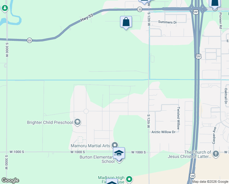 map of restaurants, bars, coffee shops, grocery stores, and more near 2313 West 440 South in Rexburg