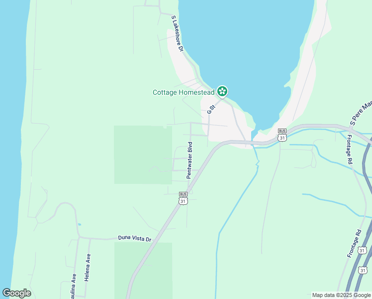 map of restaurants, bars, coffee shops, grocery stores, and more near 5503 Vaughn Avenue in Pentwater