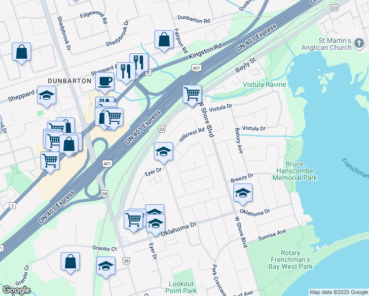 map of restaurants, bars, coffee shops, grocery stores, and more near 818 Sanok Drive in Pickering